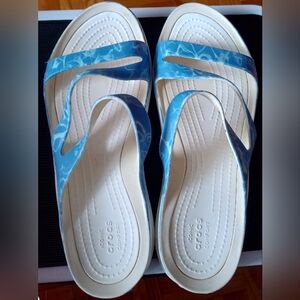 CROCS Blue and White Sporty Sandals